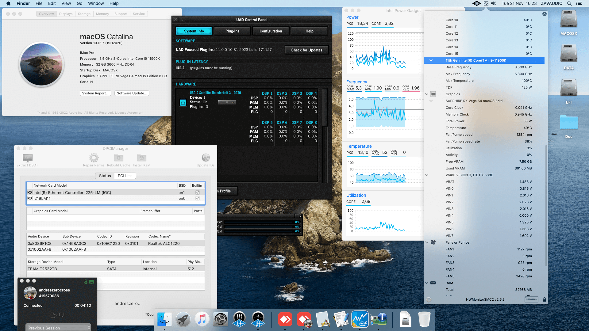 Success Hackintosh macOS Catalina 10.15.7 Build 19H2026 in Gigabyte W480 Vision D + Intel Core i9 11900K + Sapphire RX Vega 64